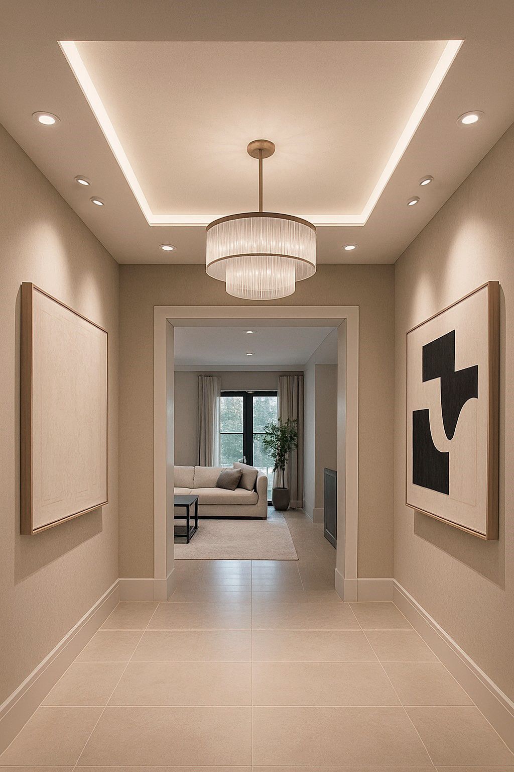 Geometric Slat Ceiling with Natural Teak Wood Rafter Accents #4
